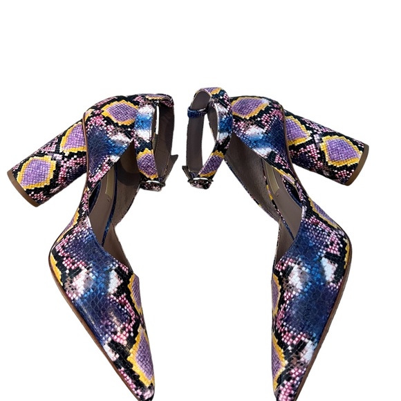 Deltan Jami Multi-Color Snake Print Ankle Strap Block Heel Pump - Picture 4 of 8